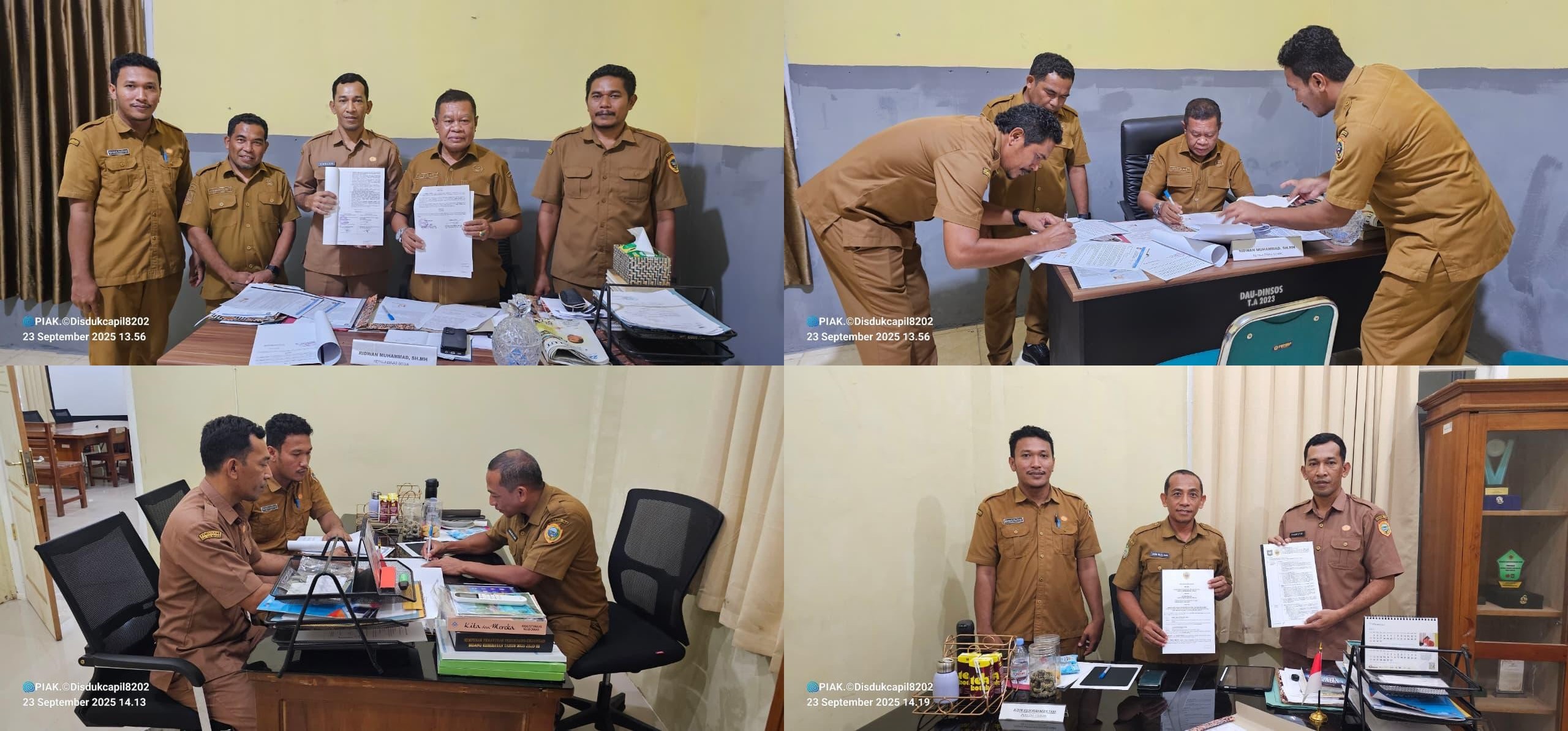 Disdukcapil, Dinas Sosial dan Dinas Kesehatan Kab. Halmahera Tengah Tandatangani Perjanjian Kerja Sama Pemanfaatan Data Kependudukan